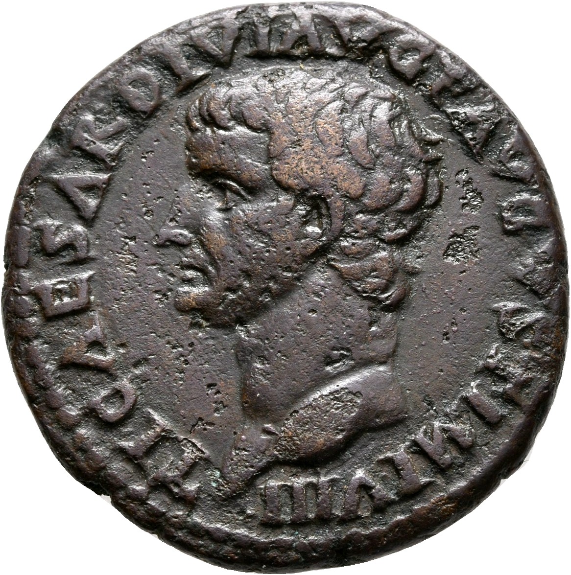 RIC II, Part 1 (second edition) Domitian 826 Domitian obverse, Head of Tiberius, bare, left