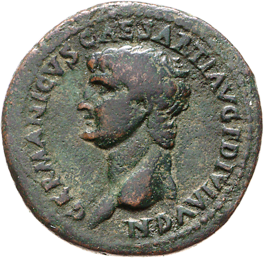 RIC II, Part 1 (second edition) Domitian 828 Domitian obverse, Head of Germanicus, bare, left