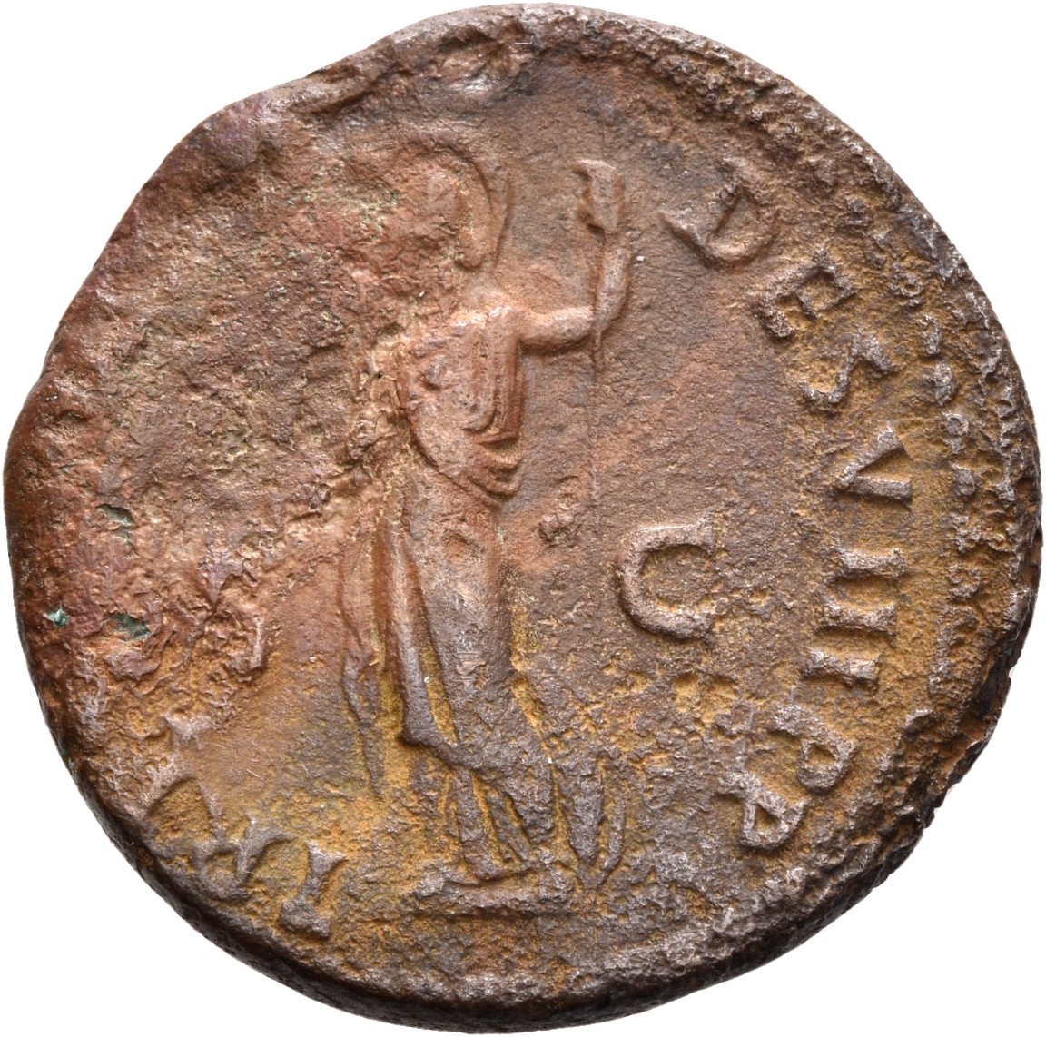RIC II, Part 1 (second edition) Domitian 83 Domitian reverse, Minerva standing left, holding thunderbolt and spear; shield...