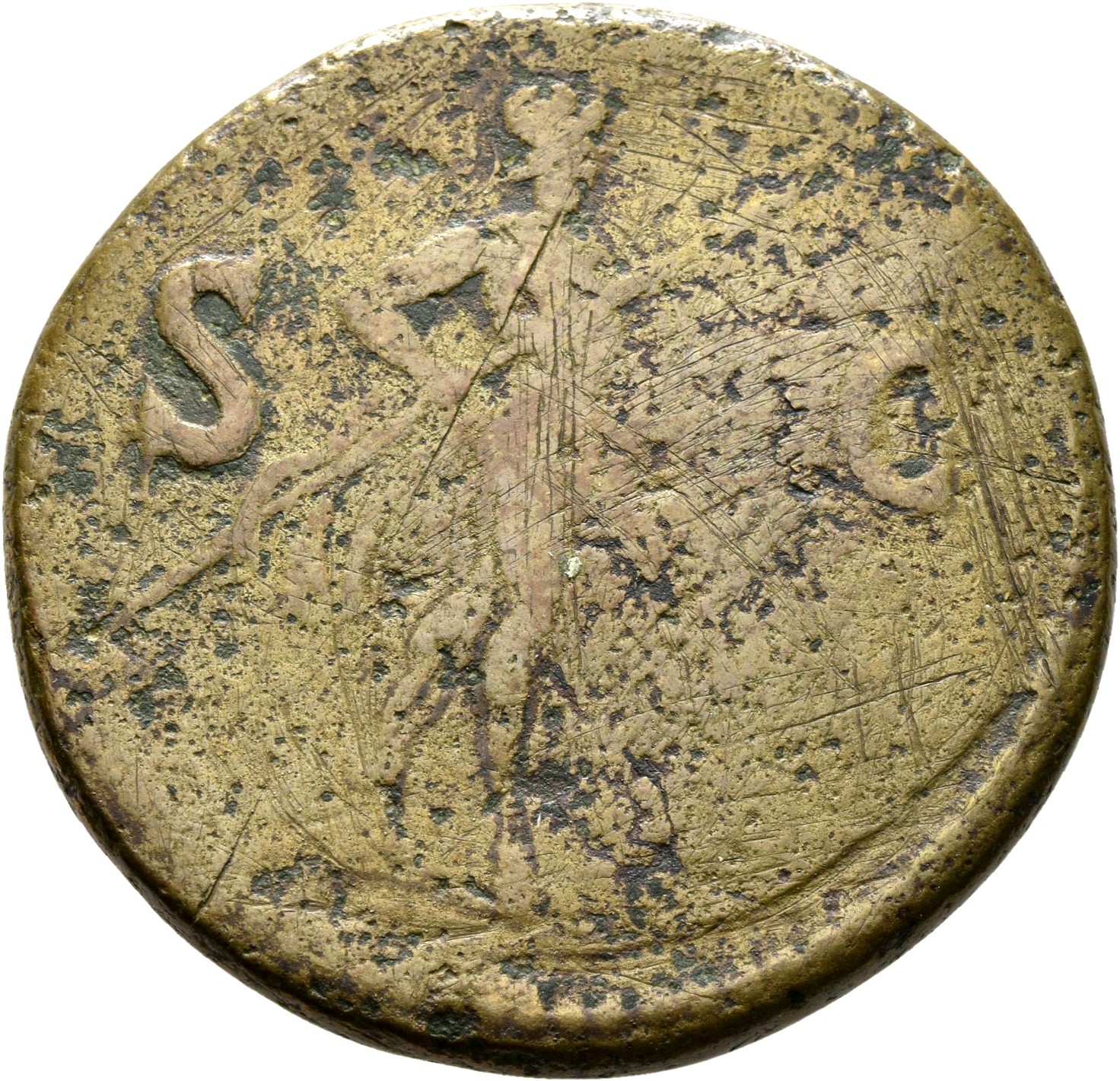 RIC II, Part 1 (second edition) Domitian 838 Domitian reverse, Mars, wearing cloak, advancing right, holding spear and trophy
