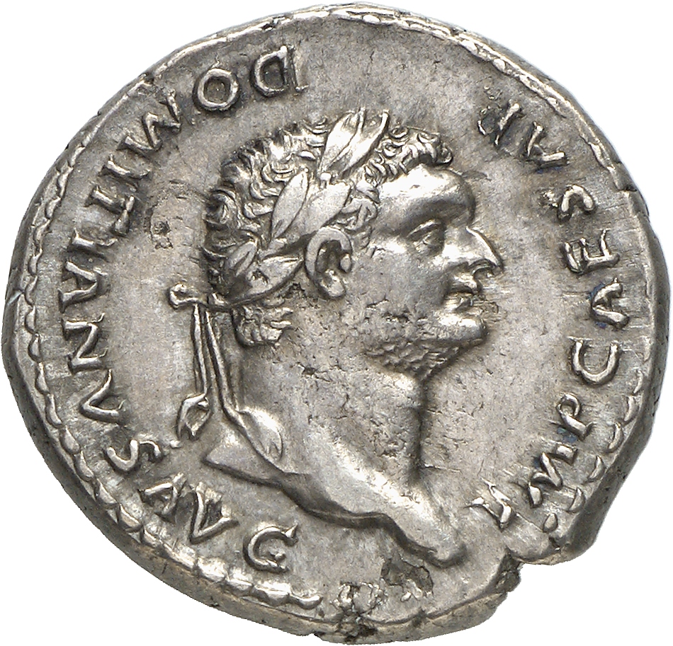 RIC II, Part 1 (second edition) Domitian 844 Domitian obverse, Head of Domitian, laureate, right