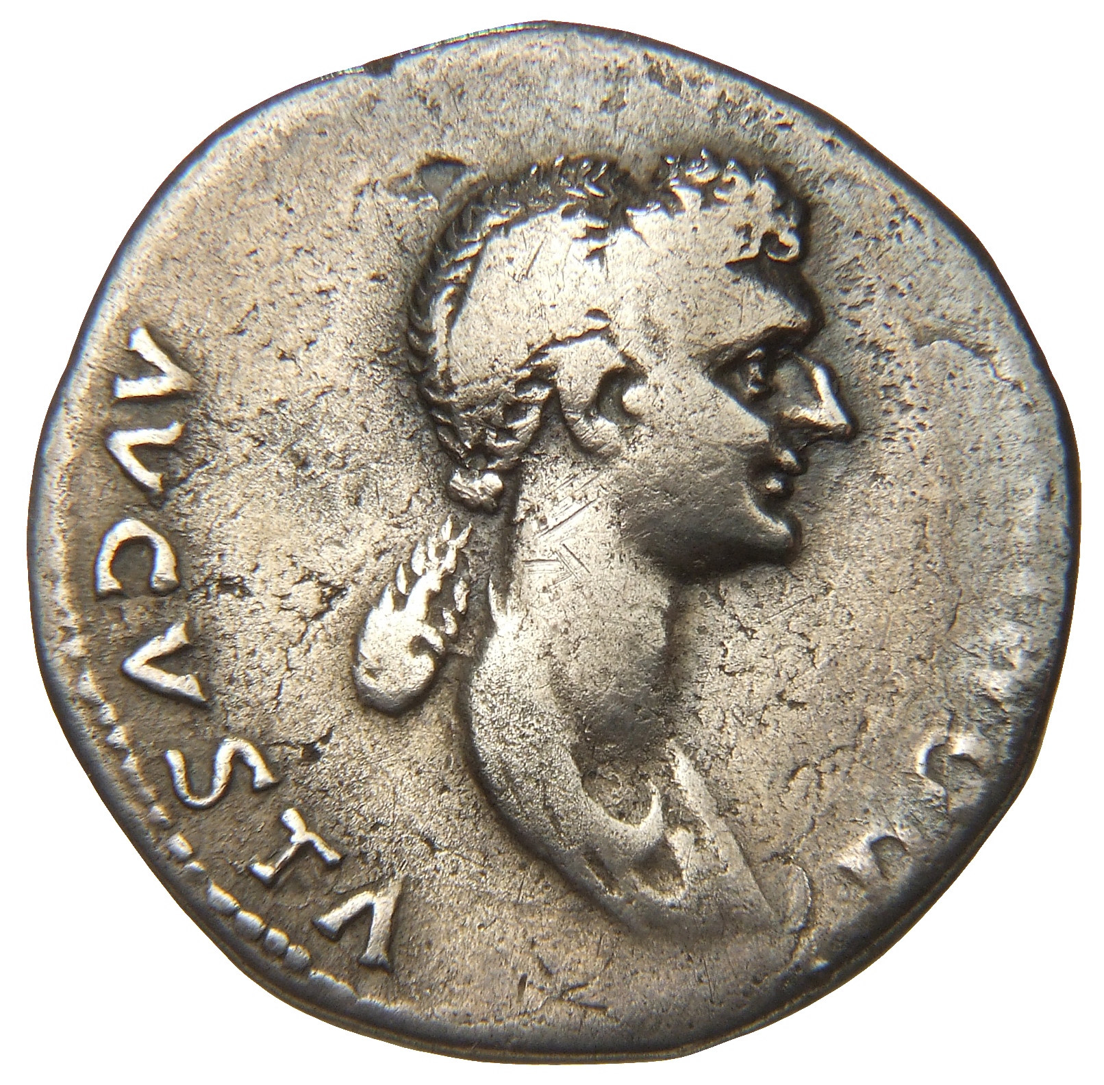 RIC II, Part 1 (second edition) Domitian 845 Domitian reverse, Bust of Domitia, draped, right; hair bundled in front and i...