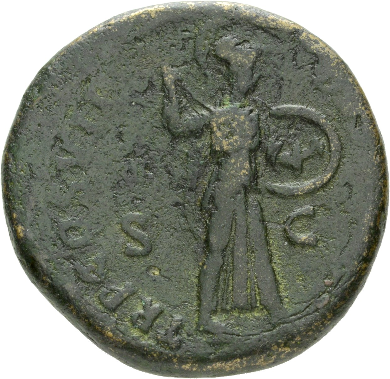 RIC II, Part 1 (second edition) Domitian 87 Domitian reverse, Minerva, helmeted, draped, with aegis down back, advancing r...