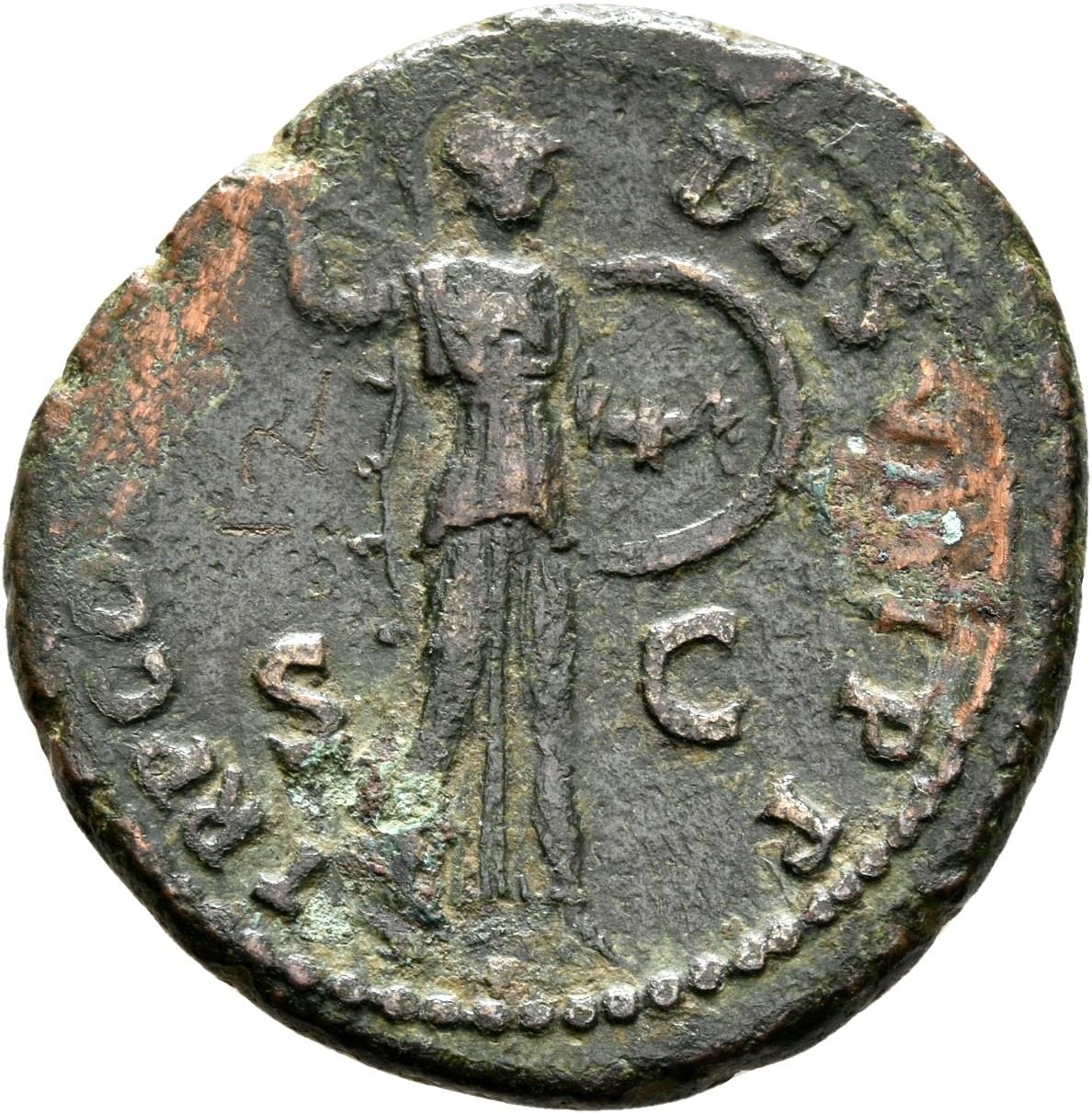 RIC II, Part 1 (second edition) Domitian 88 Domitian reverse, Minerva, helmeted, draped, with aegis down back, advancing r...