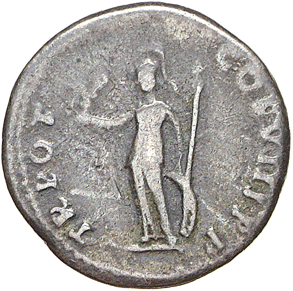 RIC II, Part 1 (second edition) Domitian 99 Domitian reverse, Minerva standing left, holding Victory and spear; shield at ...
