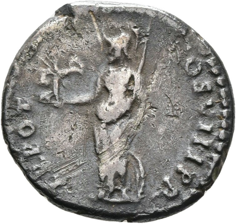 RIC II, Part 1 (second edition) Domitian 99 Domitian reverse, Minerva standing left, holding Victory and spear; shield at ...