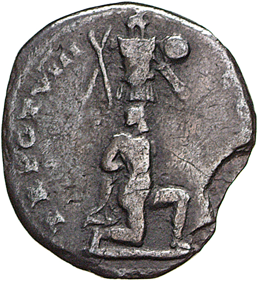 RIC II, Part 1 (second edition) Titus 1 Titus reverse, Male captive kneeling in front of trophy