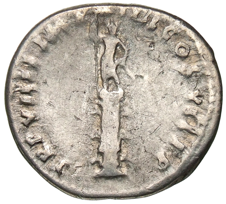 RIC II, Part 1 (second edition) Titus 10 Titus reverse, Statue of radiate male on rostral column, holding spear and parazo...