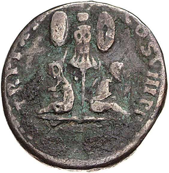RIC II, Part 1 (second edition) Titus 103 Titus reverse, Woman captive, left, seated back to back with male captive, right...