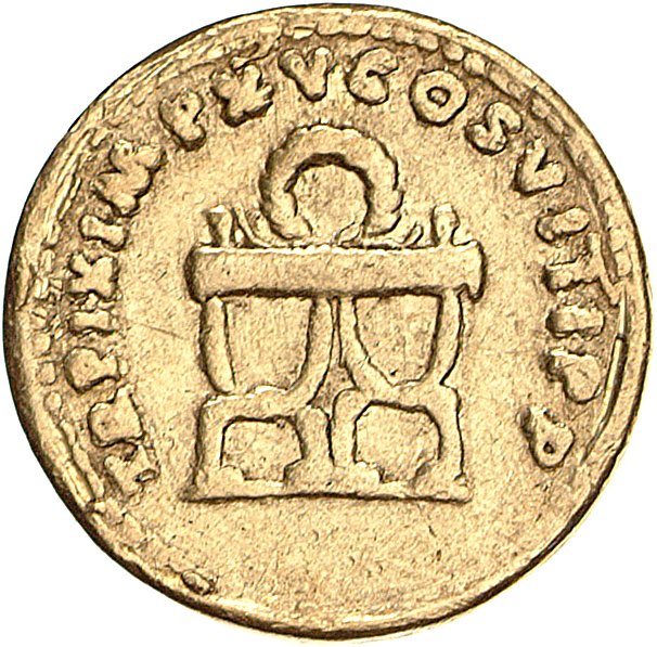 RIC II, Part 1 (second edition) Titus 106 Titus reverse, Curule chair; wreath, above