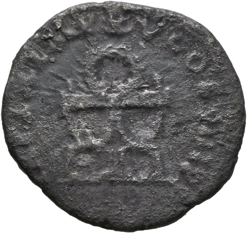 RIC II, Part 1 (second edition) Titus 108 Titus reverse — Curule chair; wreath, above