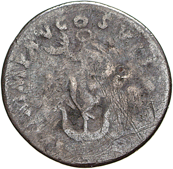 RIC II, Part 1 (second edition) Titus 112 Titus reverse, Dolphin coiled around anchor
