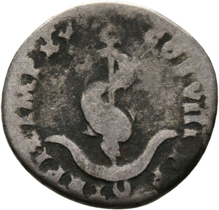 RIC II, Part 1 (second edition) Titus 112 Titus reverse — Dolphin coiled around anchor