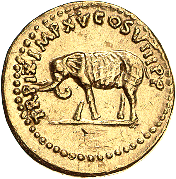 RIC II, Part 1 (second edition) Titus 114 Titus reverse, Elephant, cuirassed, left