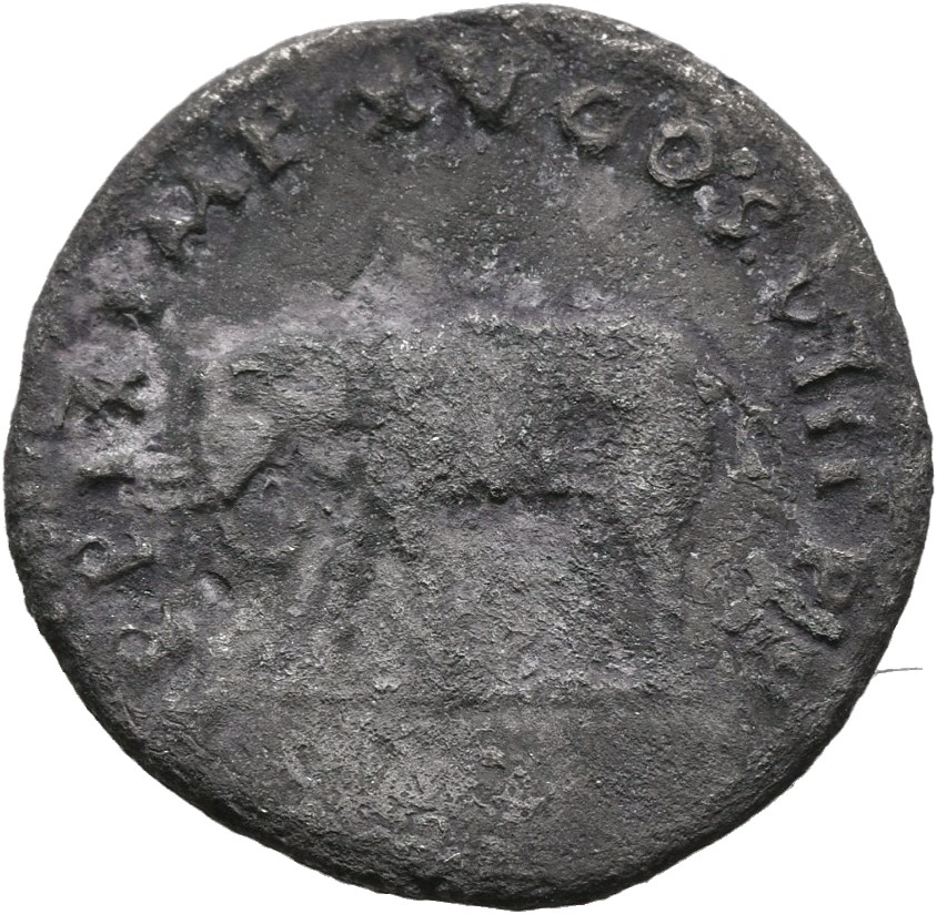 RIC II, Part 1 (second edition) Titus 115 Titus reverse — Elephant, cuirassed, left