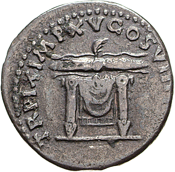 RIC II, Part 1 (second edition) Titus 119 Titus reverse, Square seat draped, winged thunderbolt above
