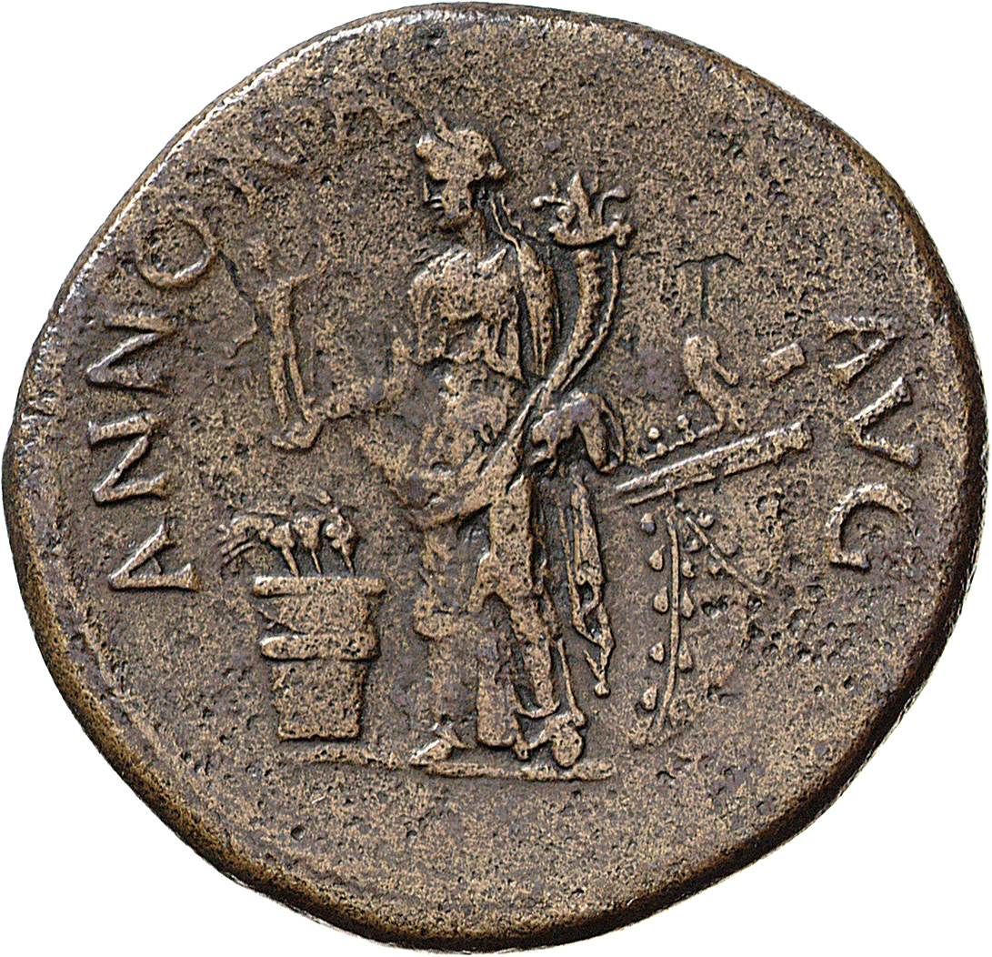 RIC II, Part 1 (second edition) Titus 136 Titus reverse — Annona standing, left, holding statue of Aequitas and cornucopia...