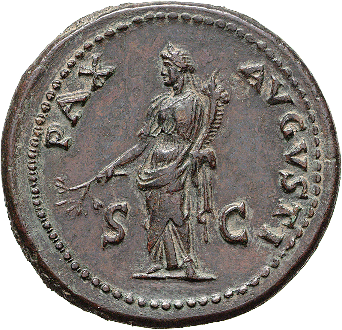 RIC II, Part 1 (second edition) Titus 156 Titus reverse, Pax standing left, holding branch and cornucopiae