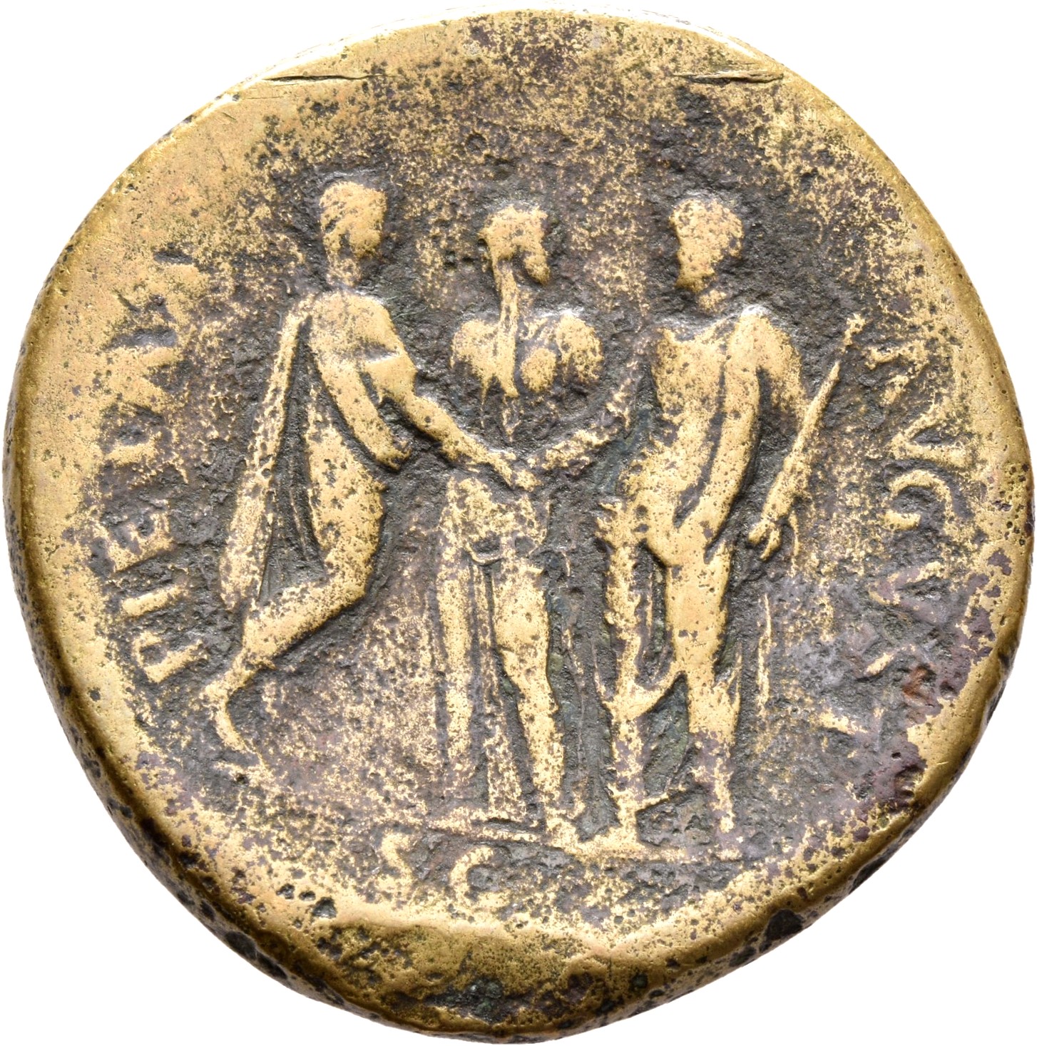 RIC II, Part 1 (second edition) Titus 160 Titus reverse — Titus and Domitian, togate, standing left and right, holding sce...