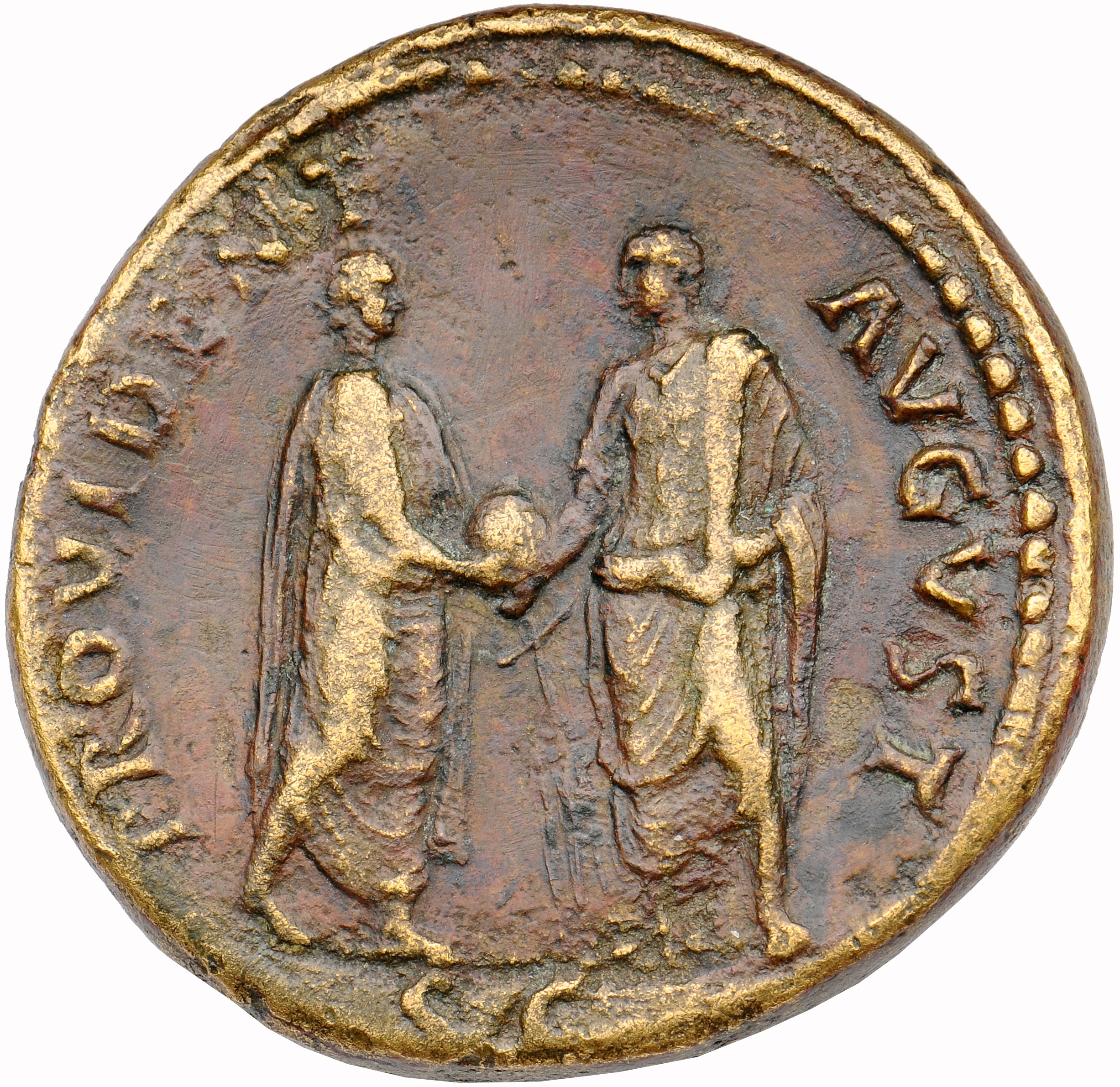 RIC II, Part 1 (second edition) Titus 161 Titus reverse, Vespasian and Titus, togate, standing right and left, holding glo...