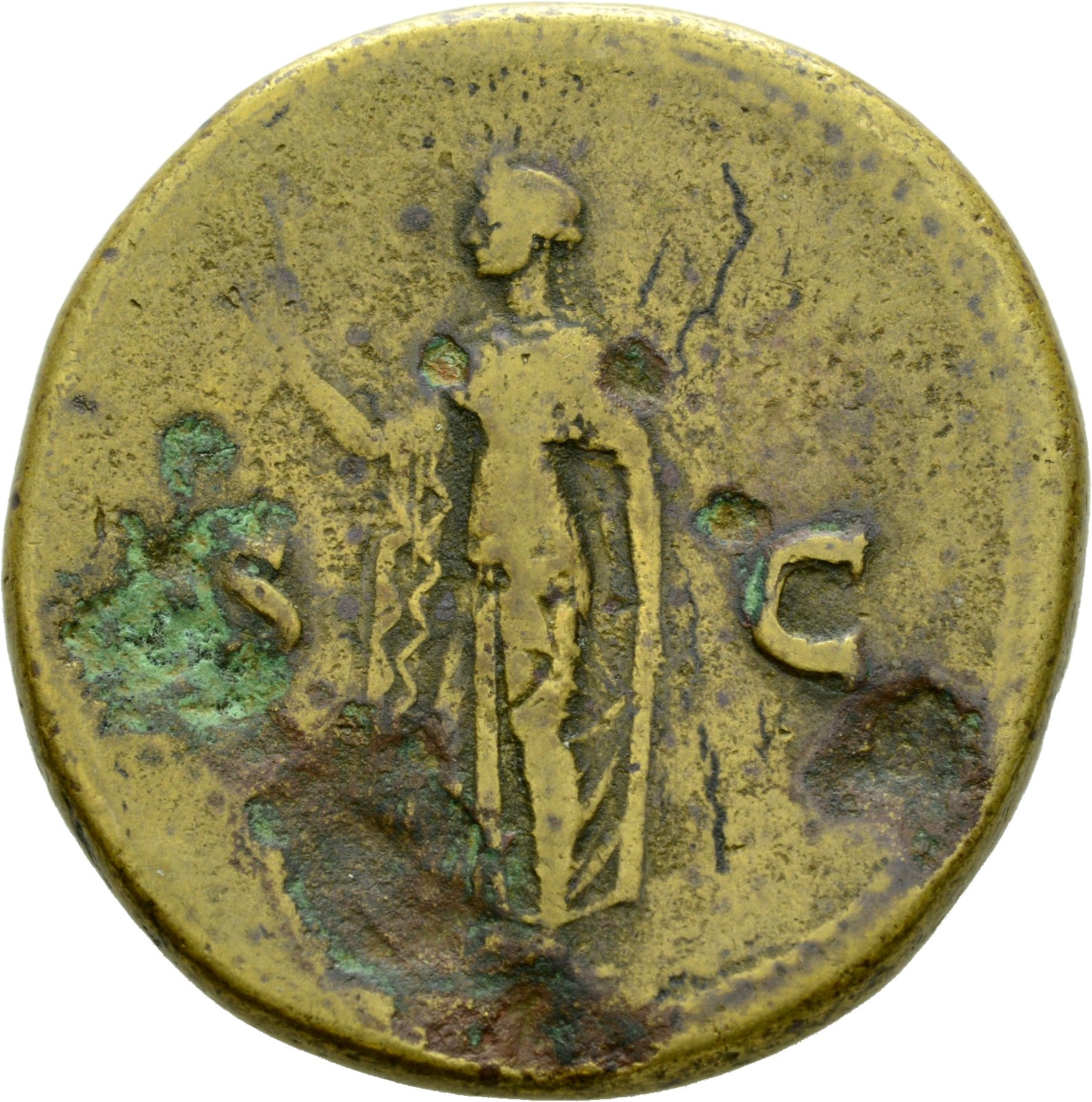 RIC II, Part 1 (second edition) Titus 170 Titus reverse, Spes standing, left holding flower in right and raising skirt wit...