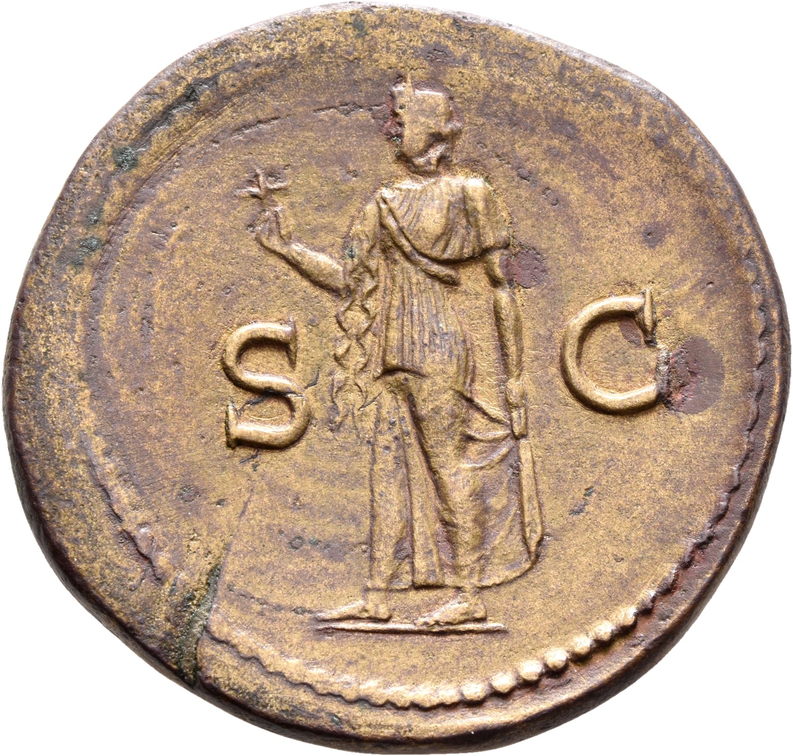 RIC II, Part 1 (second edition) Titus 170 Titus reverse — Spes standing, left holding flower in right and raising skirt wi...