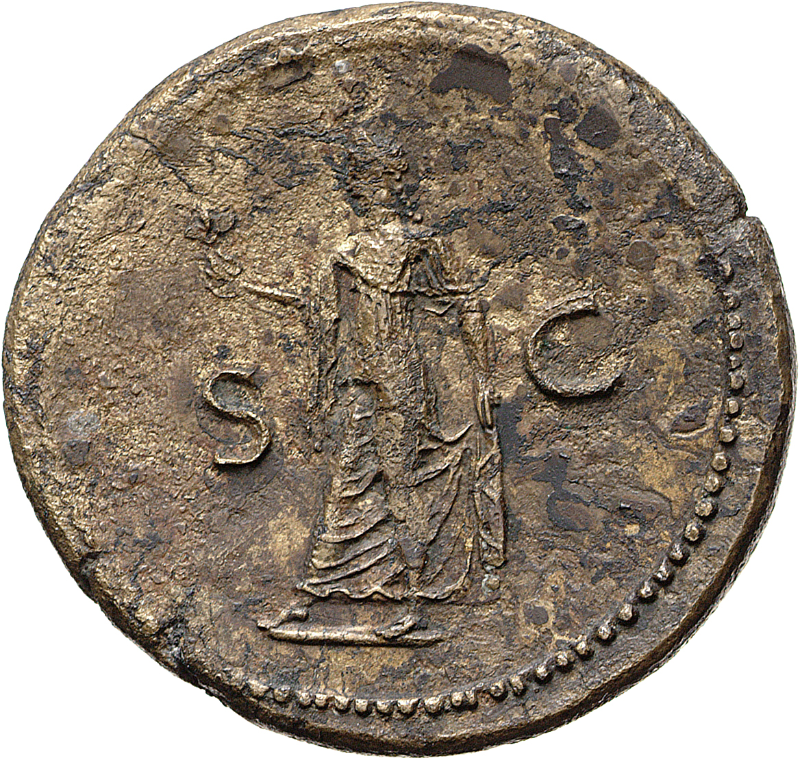 RIC II, Part 1 (second edition) Titus 171 Titus reverse, Spes standing, left holding flower in right and raising skirt wit...