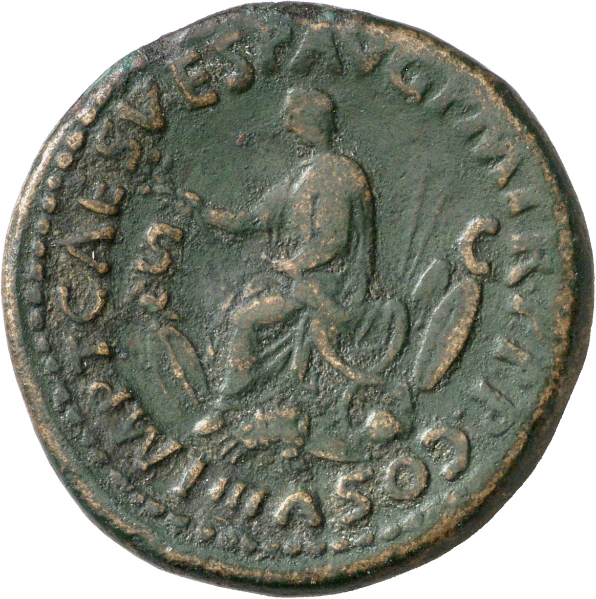 RIC II, Part 1 (second edition) Titus 184 Titus obverse, Colosseum; Meta sudans left; Porticoed building right
