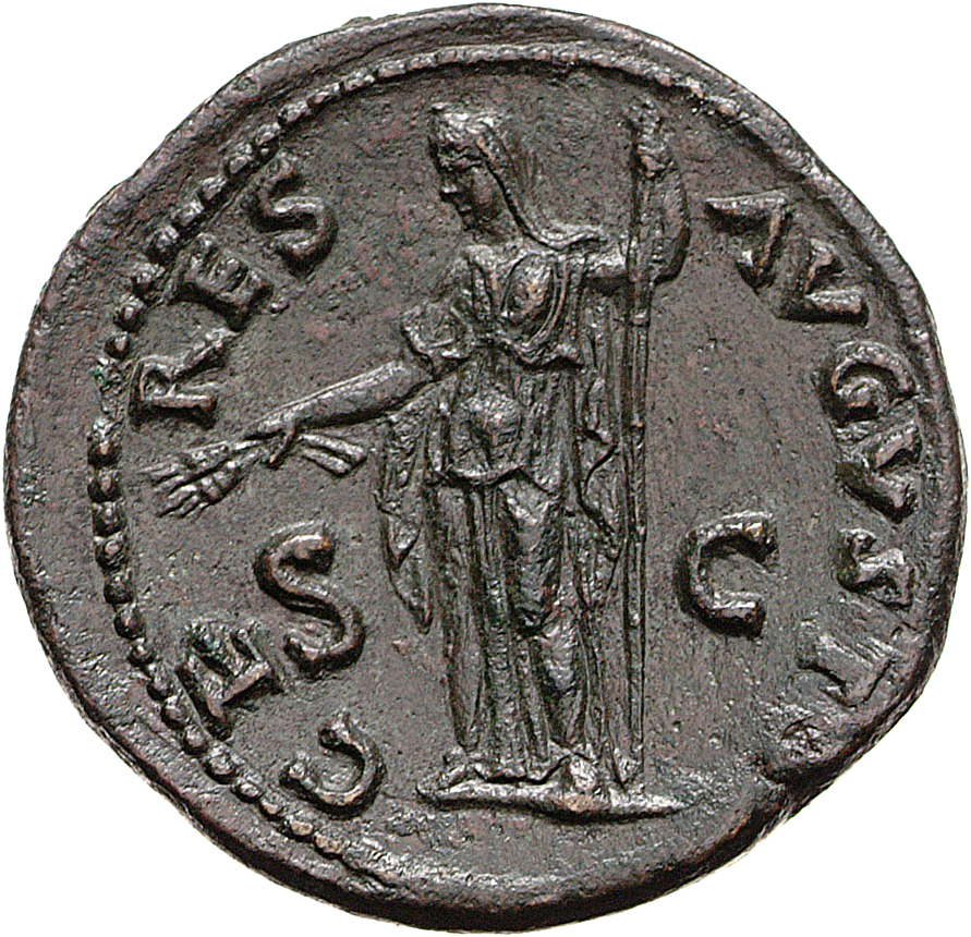 RIC II, Part 1 (second edition) Titus 189 Titus reverse, Ceres standing left, holding corn-ears and torch