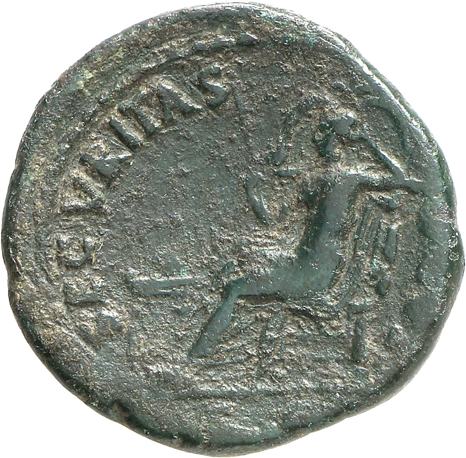 RIC II, Part 1 (second edition) Titus 208 Titus reverse, Securitas seated left, resting head on arm, holding sceptre; alta...