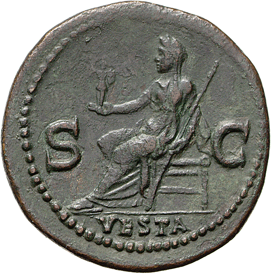 RIC II, Part 1 (second edition) Titus 213 Titus reverse — Vesta seated left, holding palladium and sceptre