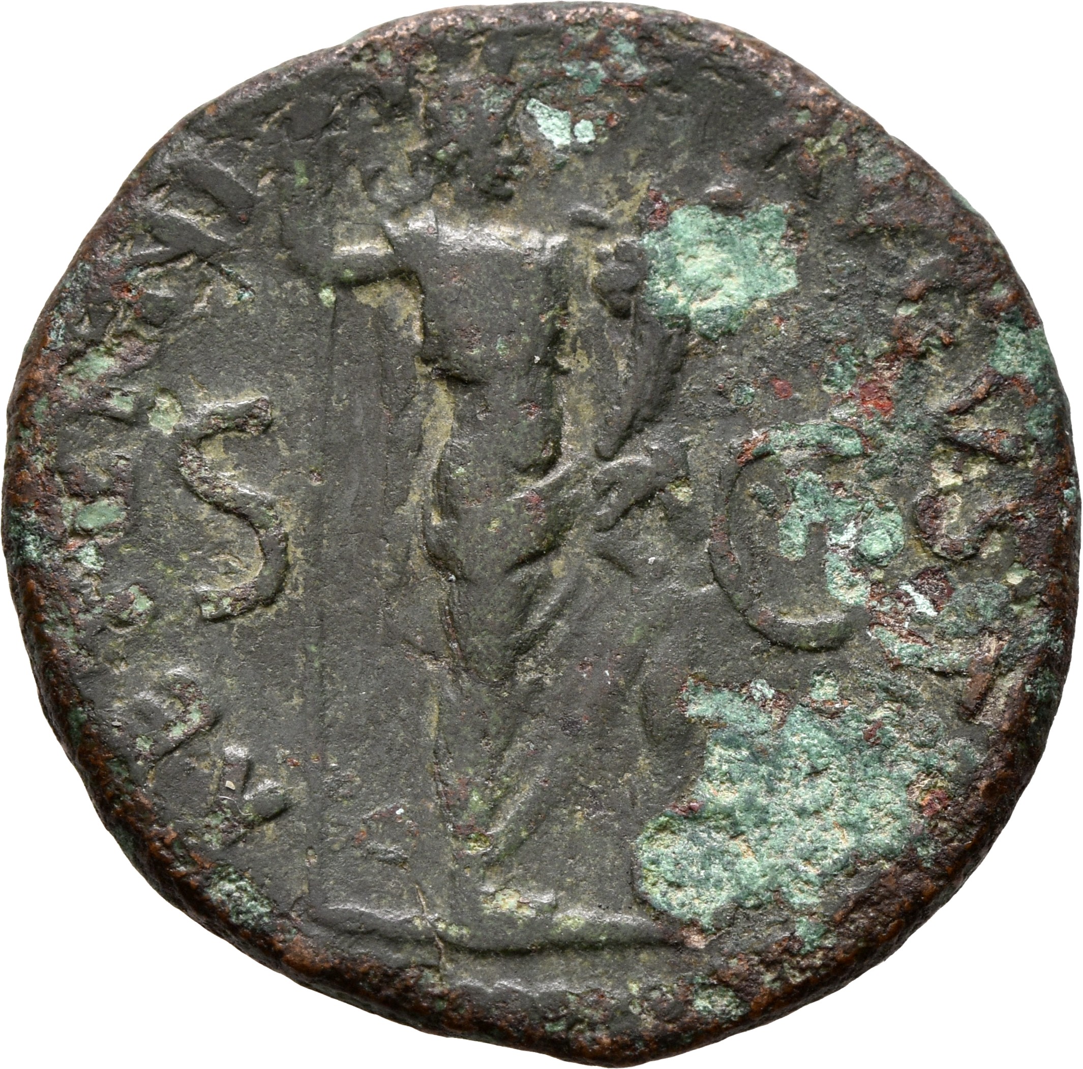 RIC II, Part 1 (second edition) Titus 220 Titus reverse, Aeternitas standing right, resting left foot on globe, holding sc...
