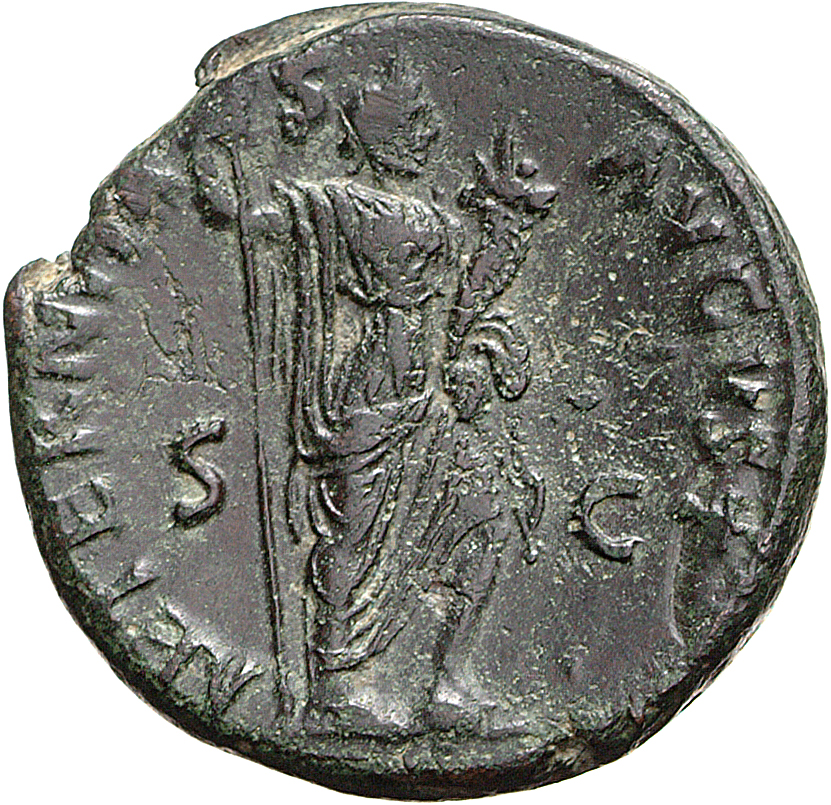 RIC II, Part 1 (second edition) Titus 223 Titus reverse, Aeternitas standing right, resting left foot on globe, holding sc...