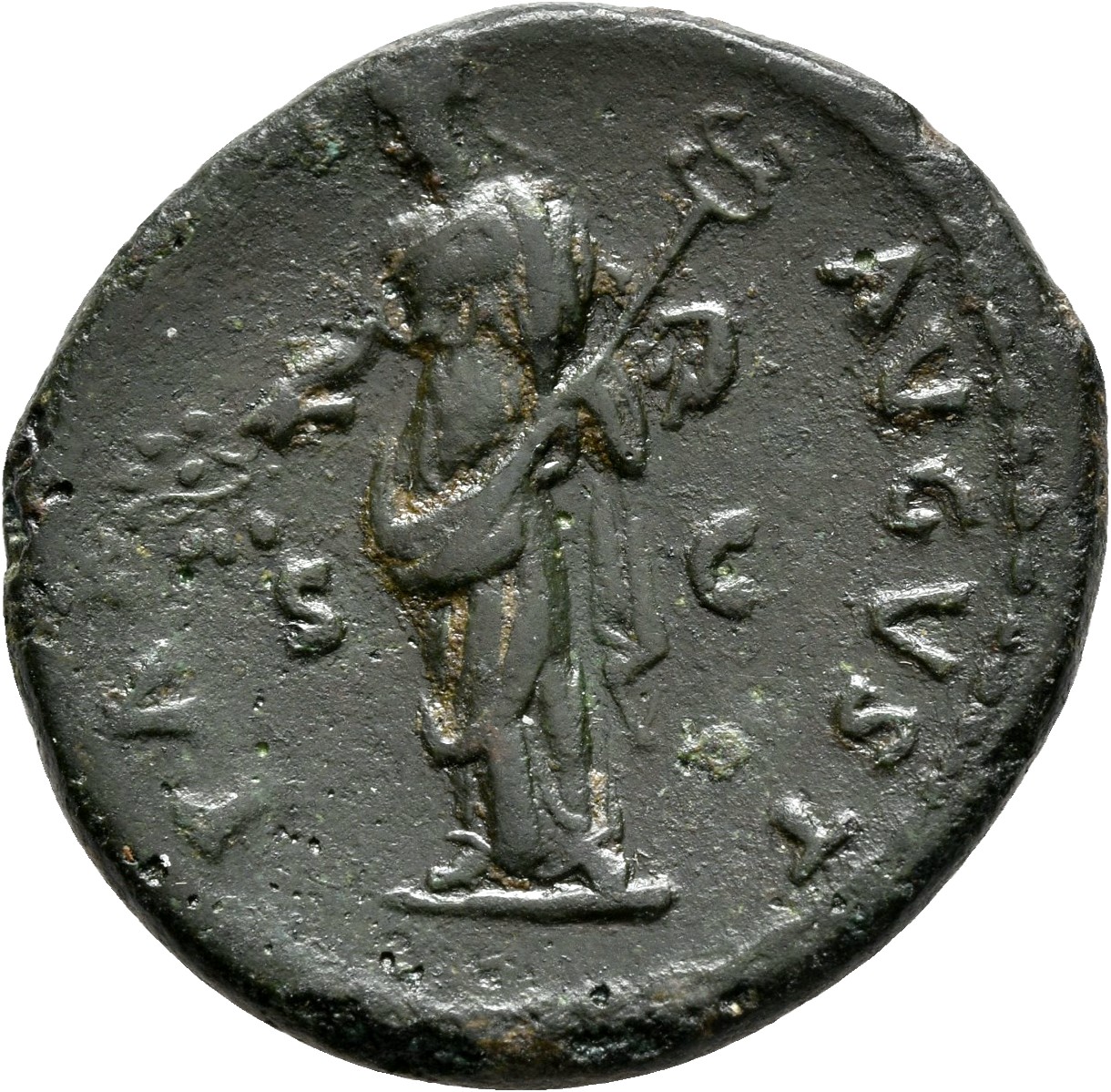 RIC II, Part 1 (second edition) Titus 230 Titus reverse, Pax standing left, holding branch and winged caduceus