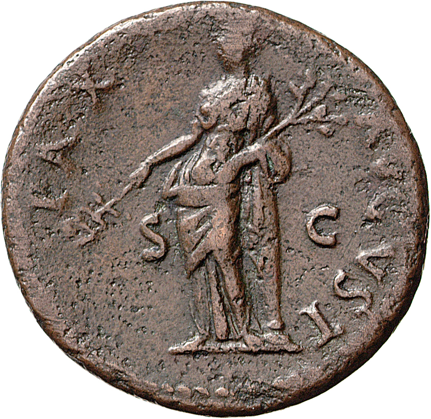 RIC II, Part 1 (second edition) Titus 236 Titus reverse, Pax standing left, resting on column, holding caduceus in right a...
