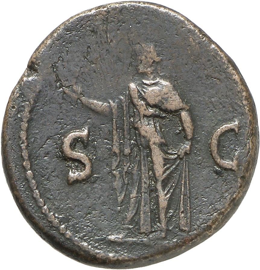 RIC II, Part 1 (second edition) Titus 238 Titus reverse, Spes standing, left holding flower in right and raising skirt wit...