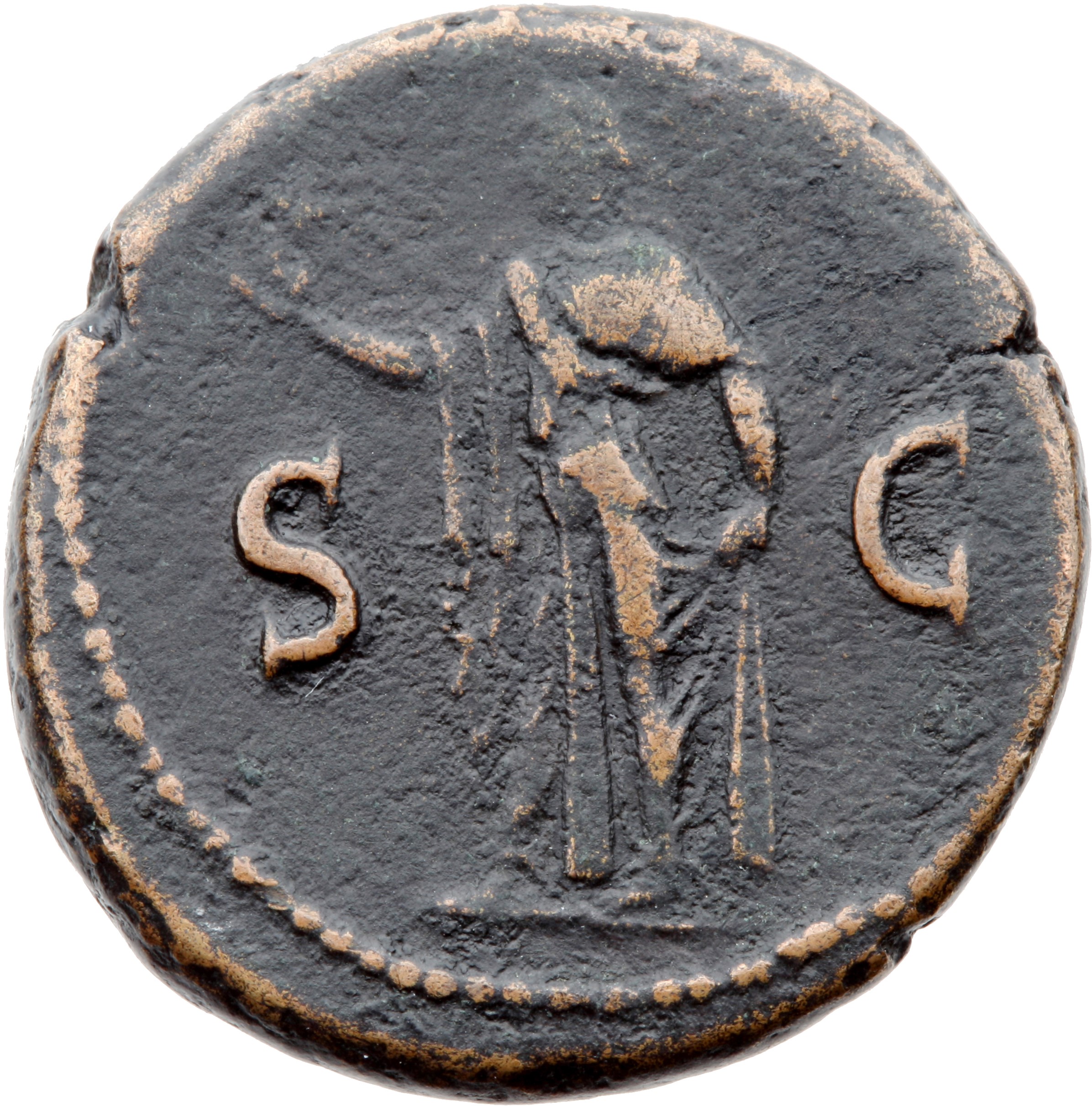 RIC II, Part 1 (second edition) Titus 238 Titus reverse, Spes standing, left holding flower in right and raising skirt wit...