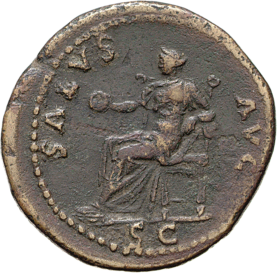 RIC II, Part 1 (second edition) Titus 24 Titus reverse, Slow quadriga left, with round basket-like car, garlanded, in whic...