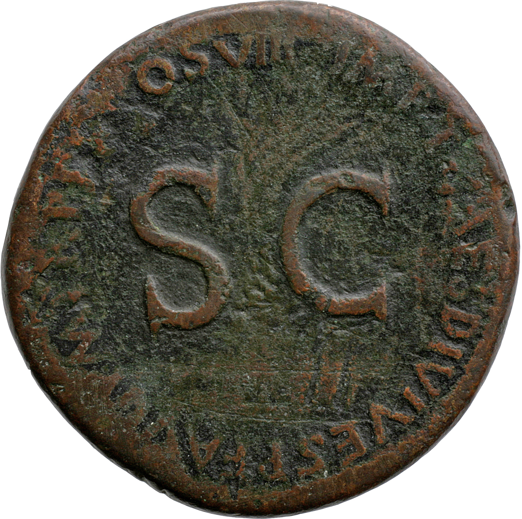 RIC II, Part 1 (second edition) Titus 257 Titus reverse, Legend surrounding large S C