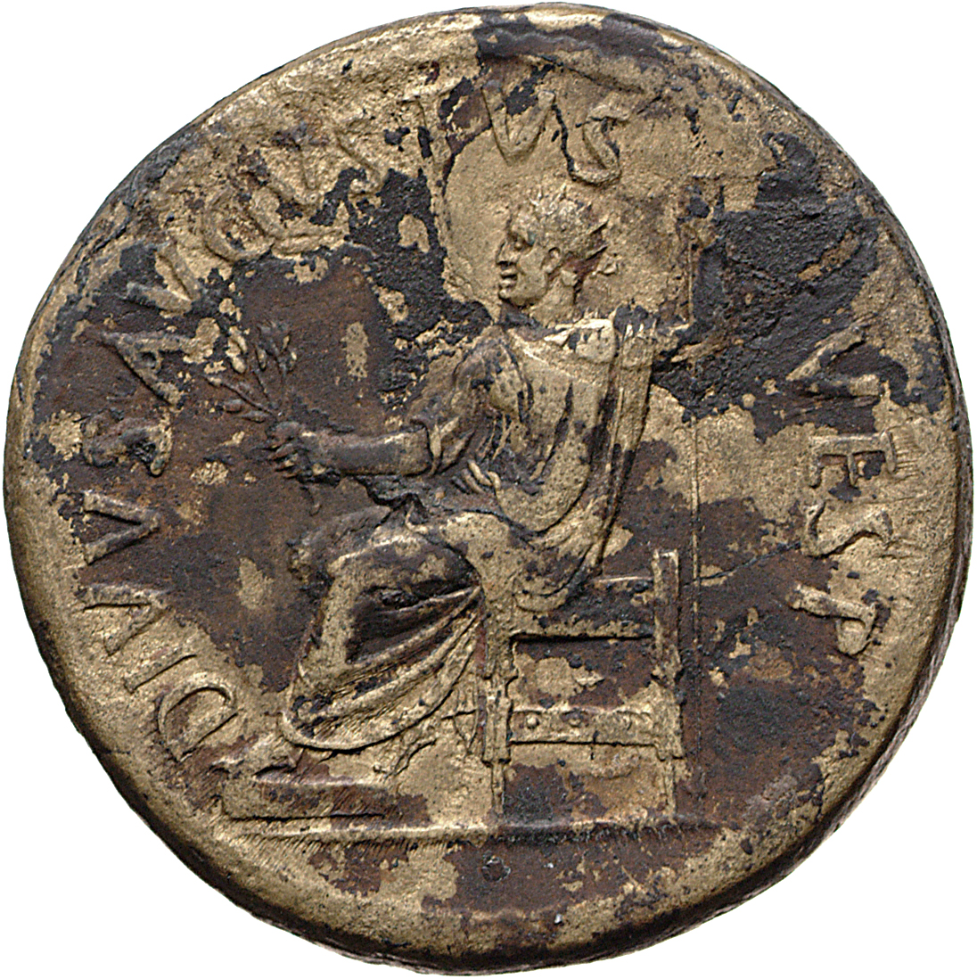 RIC II, Part 1 (second edition) Titus 260 Titus obverse, Divus Vespasian seated left, holding branch and sceptre