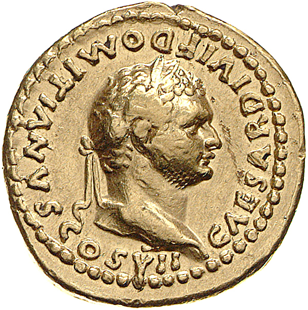 RIC II, Part 1 (second edition) Titus 265 Titus obverse, Head of Domitian, laureate, right