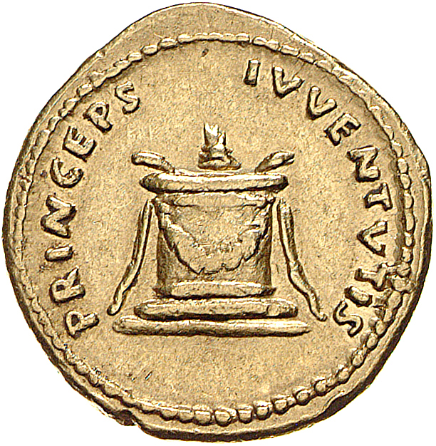 RIC II, Part 1 (second edition) Titus 265 Titus reverse, Altar garlanded and lighted, horns left and right