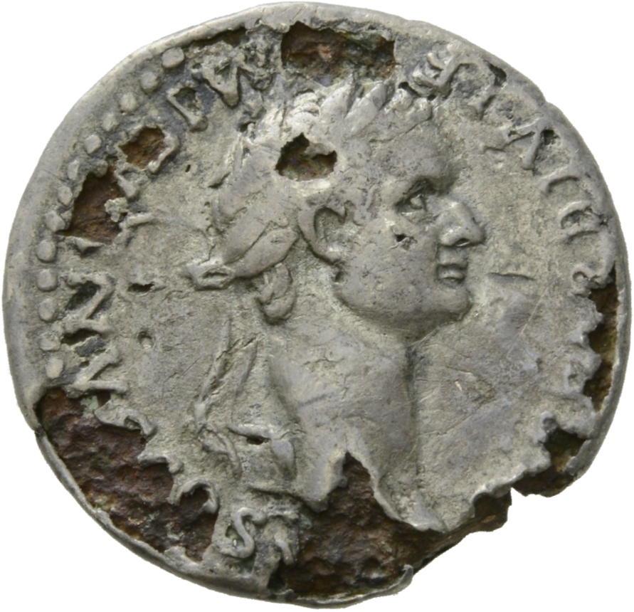RIC II, Part 1 (second edition) Titus 266 Titus obverse, Head of Domitian, laureate, right