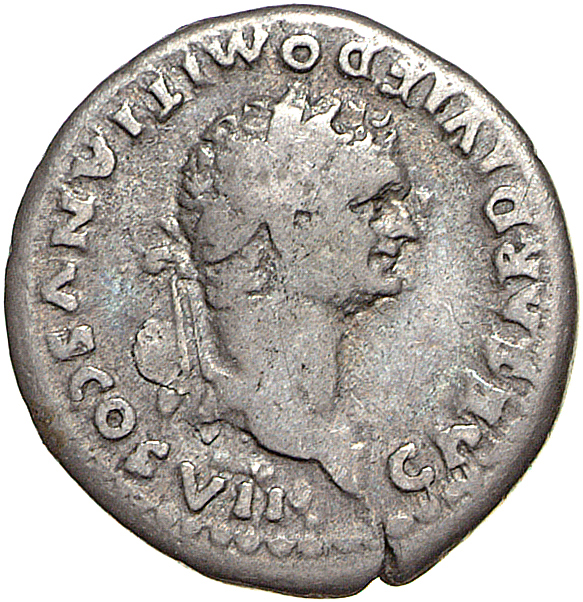 RIC II, Part 1 (second edition) Titus 267 Titus obverse, Head of Domitian, laureate, right