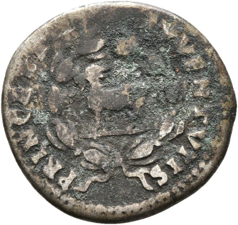 RIC II, Part 1 (second edition) Titus 267 Titus reverse, Goat standing left, within laurel wreath