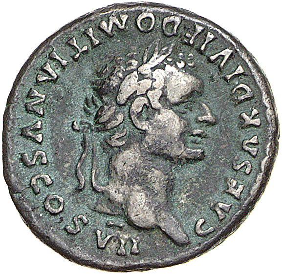 RIC II, Part 1 (second edition) Titus 268 Titus obverse, Head of Domitian, laureate, right