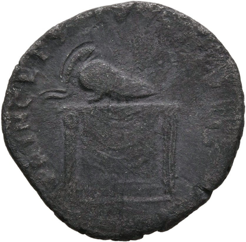 RIC II, Part 1 (second edition) Titus 271 Titus reverse, Seat, draped; Corinthian helmet above