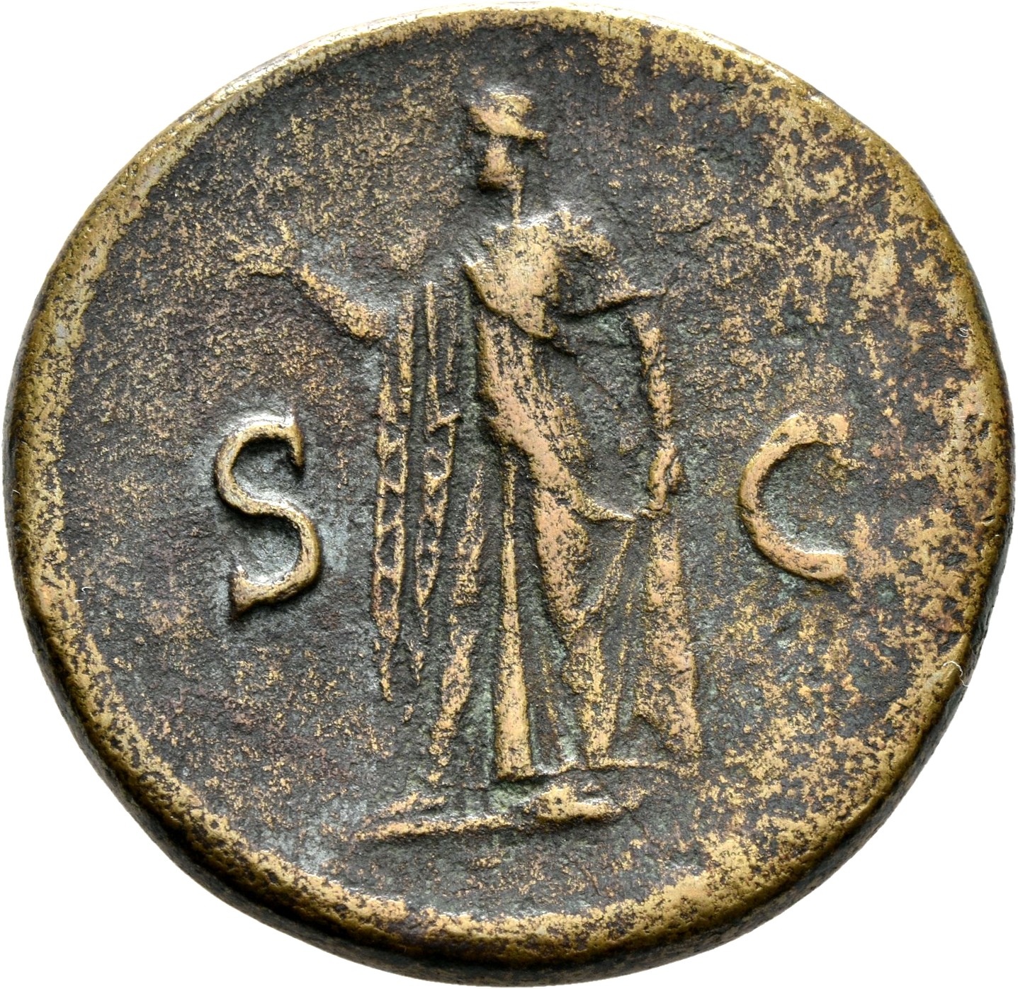 RIC II, Part 1 (second edition) Titus 299 Titus reverse, Spes standing, left holding flower in right and raising skirt wit...