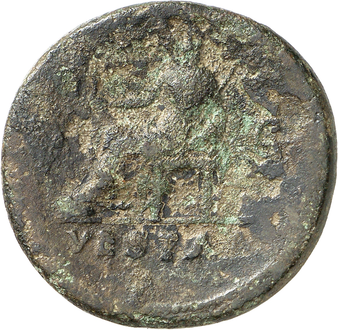 RIC II, Part 1 (second edition) Titus 302 Titus reverse, Vesta seated left, holding palladium and sceptre