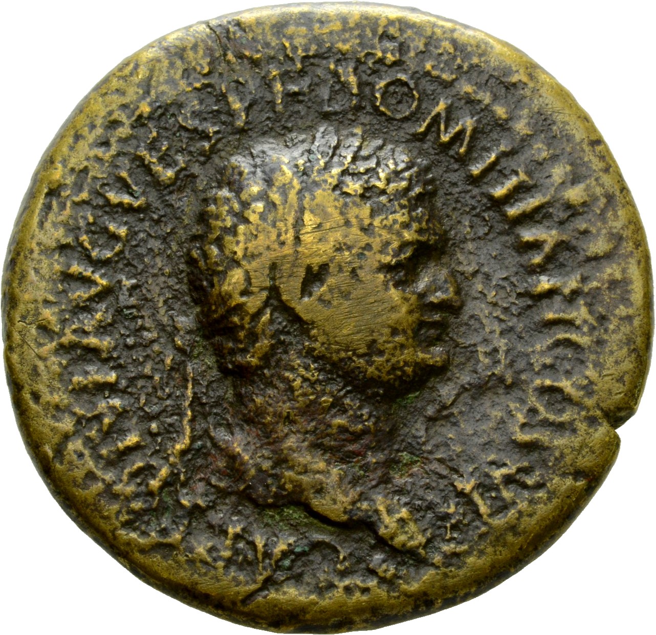 RIC II, Part 1 (second edition) Titus 308 Titus obverse, Head of Domitian, laureate, right